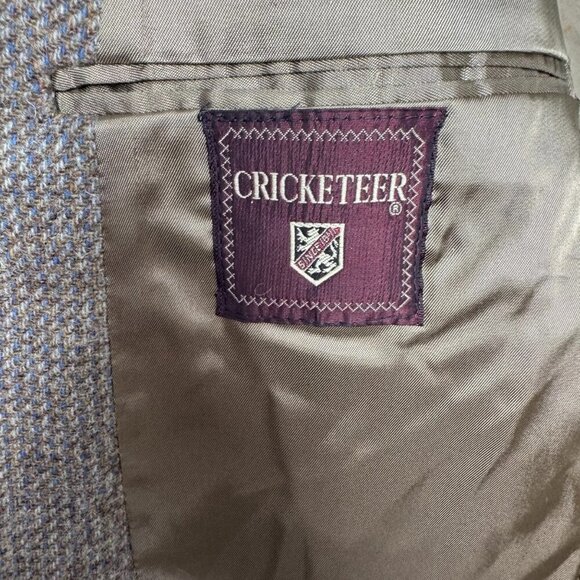 Cricketeer Brown Plaid 100% Wool Woolmark Sz 44 READ Blazer Sport Coat Academia - Picture 9 of 16